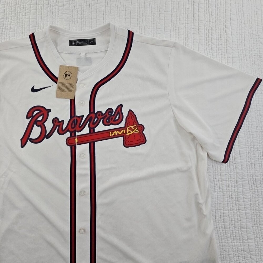 NEW Nike Atlanta Braves MLB Baseball Jersey Men’s XXL White Red Blue NWT - Picture 6 of 16